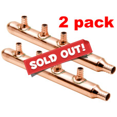 2 Pack 3/4in Inlet 1/2in PEX Water Outlet 4 Ports Closed End Manifold